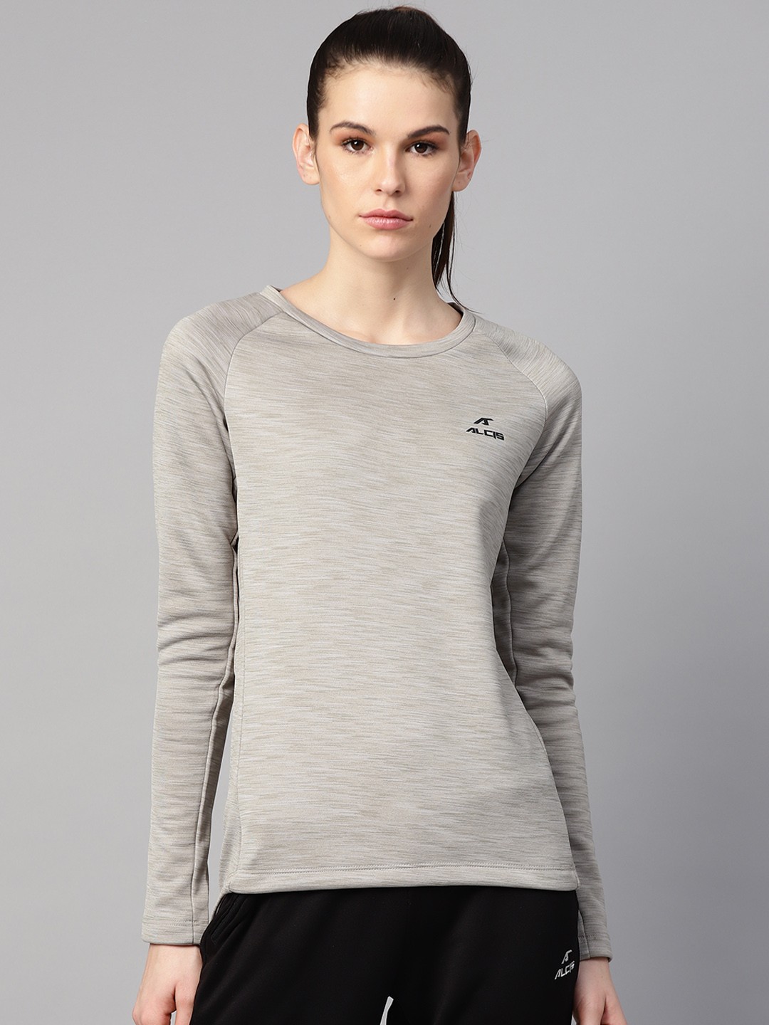 

Alcis Women Grey Melange Solid Sweatshirt