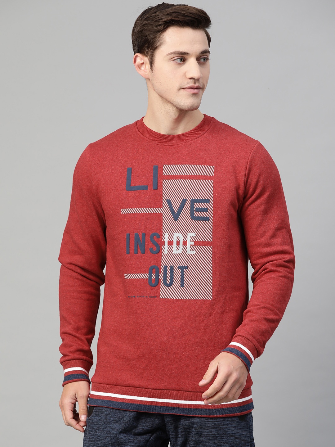 

Alcis Men Maroon & Grey Printed Sweatshirt