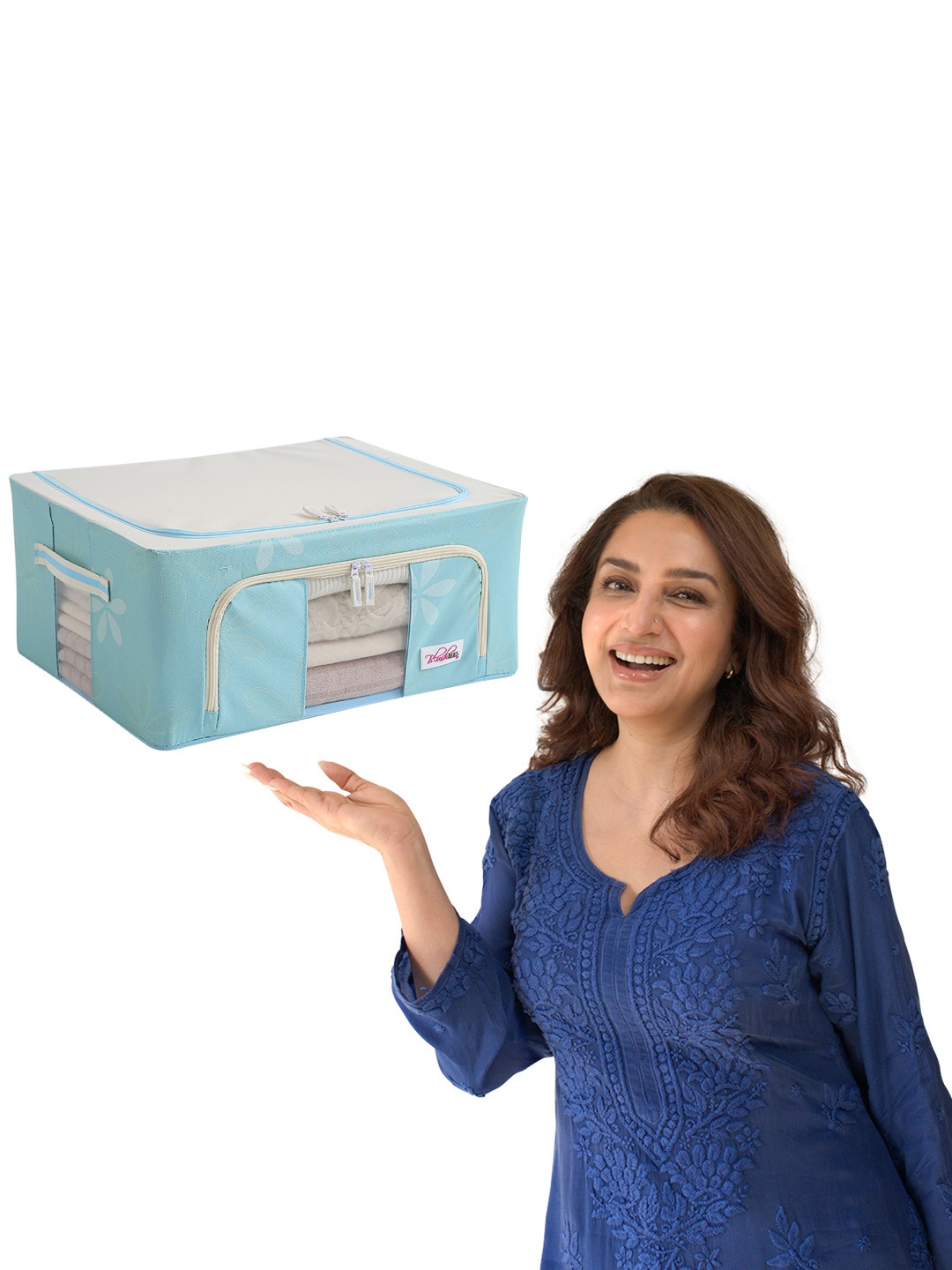 

BlushBees Blue Printed Water-Resistant Foldable Storage Box With Transparent Window