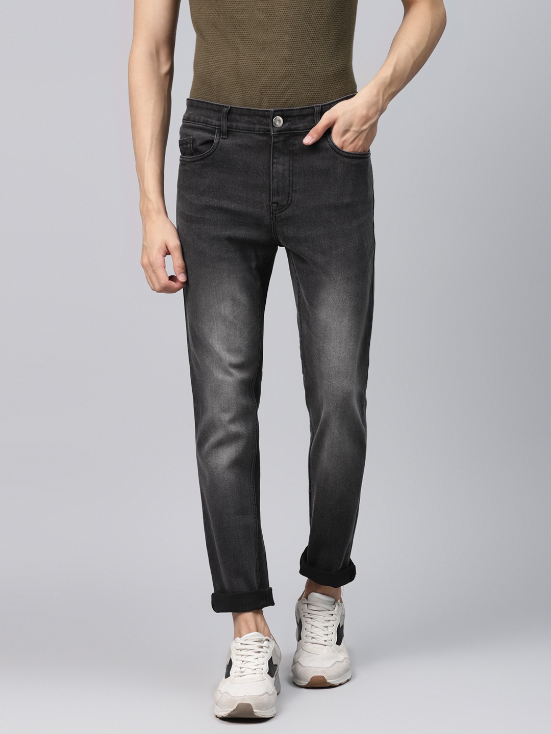 

Hubberholme Men Charcoal Grey Slim Fit Mid-Rise Clean Look Stretchable Jeans