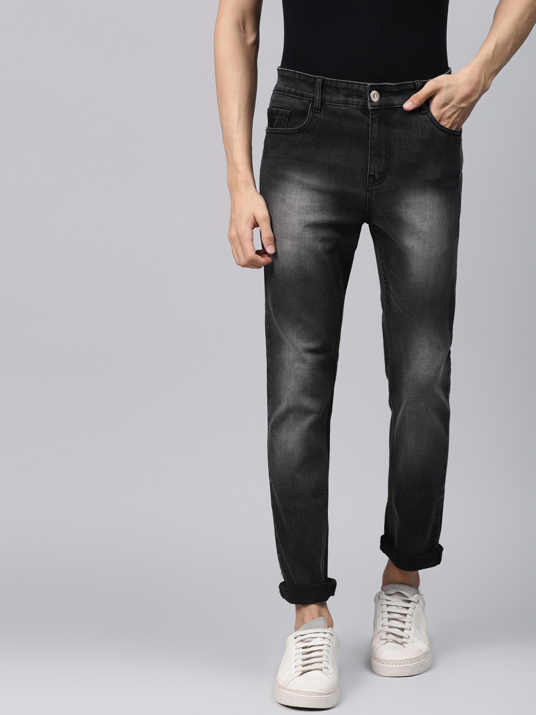

Hubberholme Men Charcoal Grey Slim Fit Mid-Rise Clean Look Stretchable Jeans