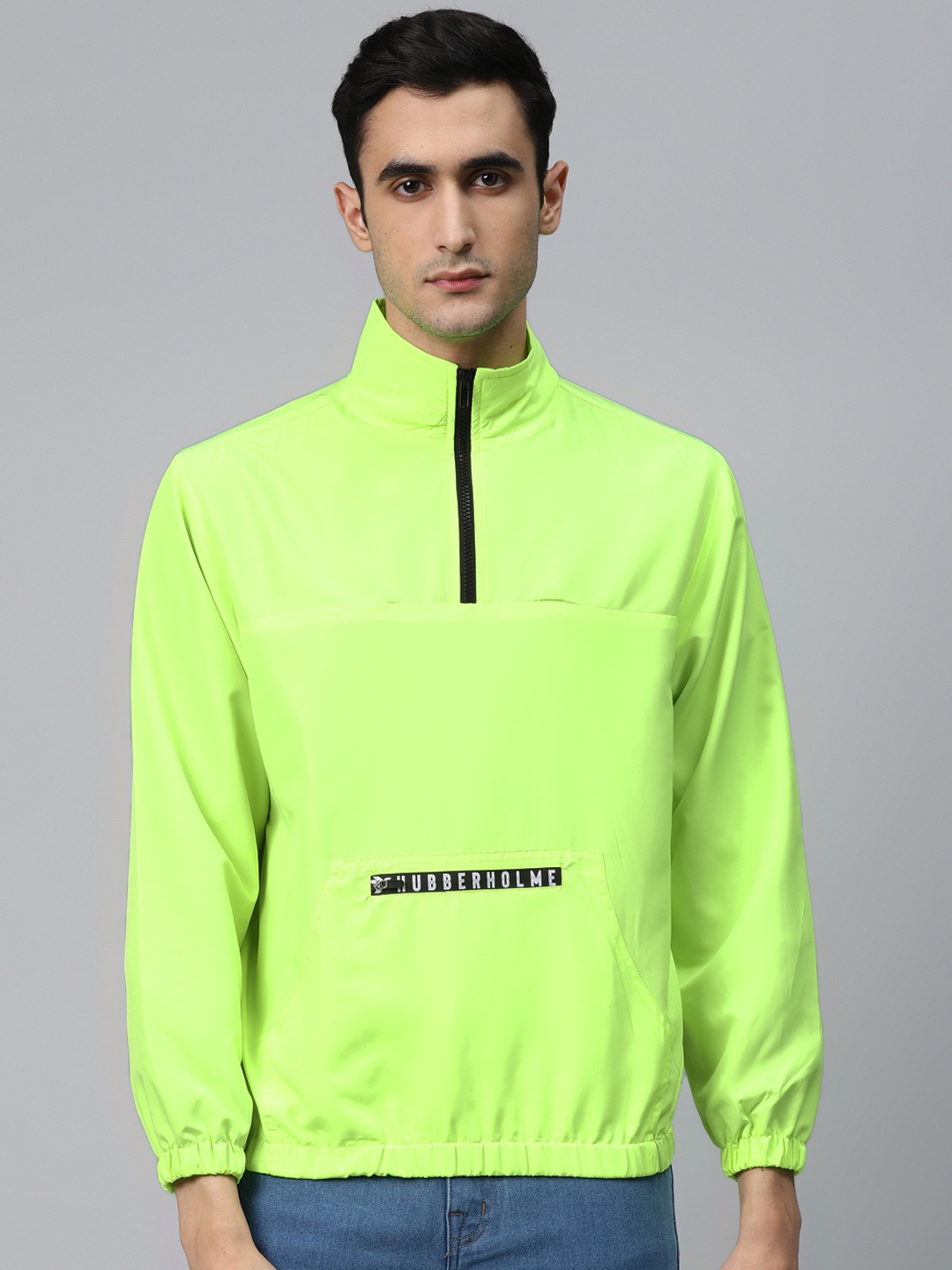 

Hubberholme Men Fluorescent Green Solid Windcheater and Water Resistant Tailored Jacket