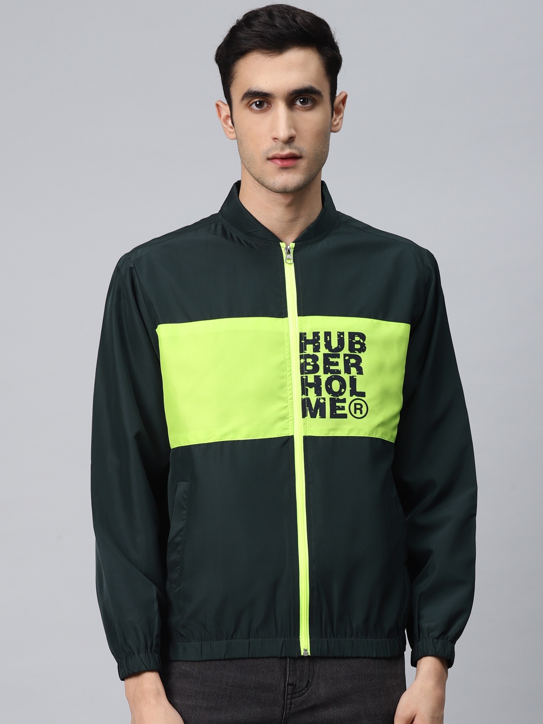 

Hubberholme Men Green Colourblocked Windcheater and Water Resistant Tailored Jacket