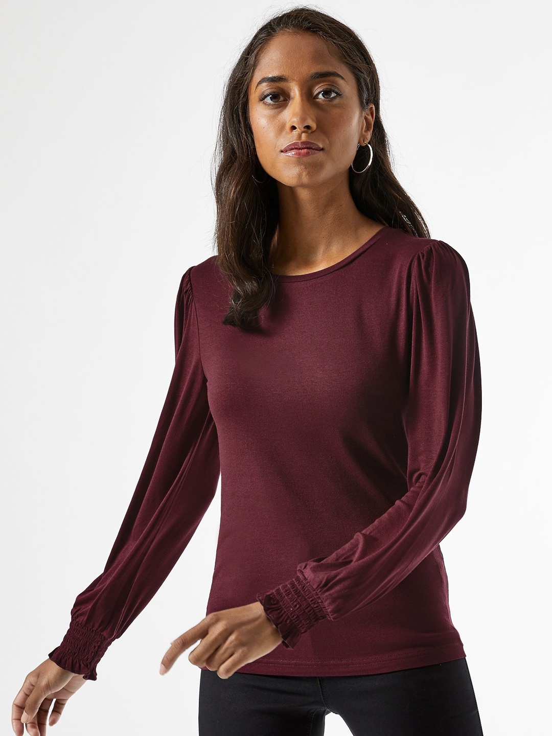 

DOROTHY PERKINS Petite Women Maroon Solid Top