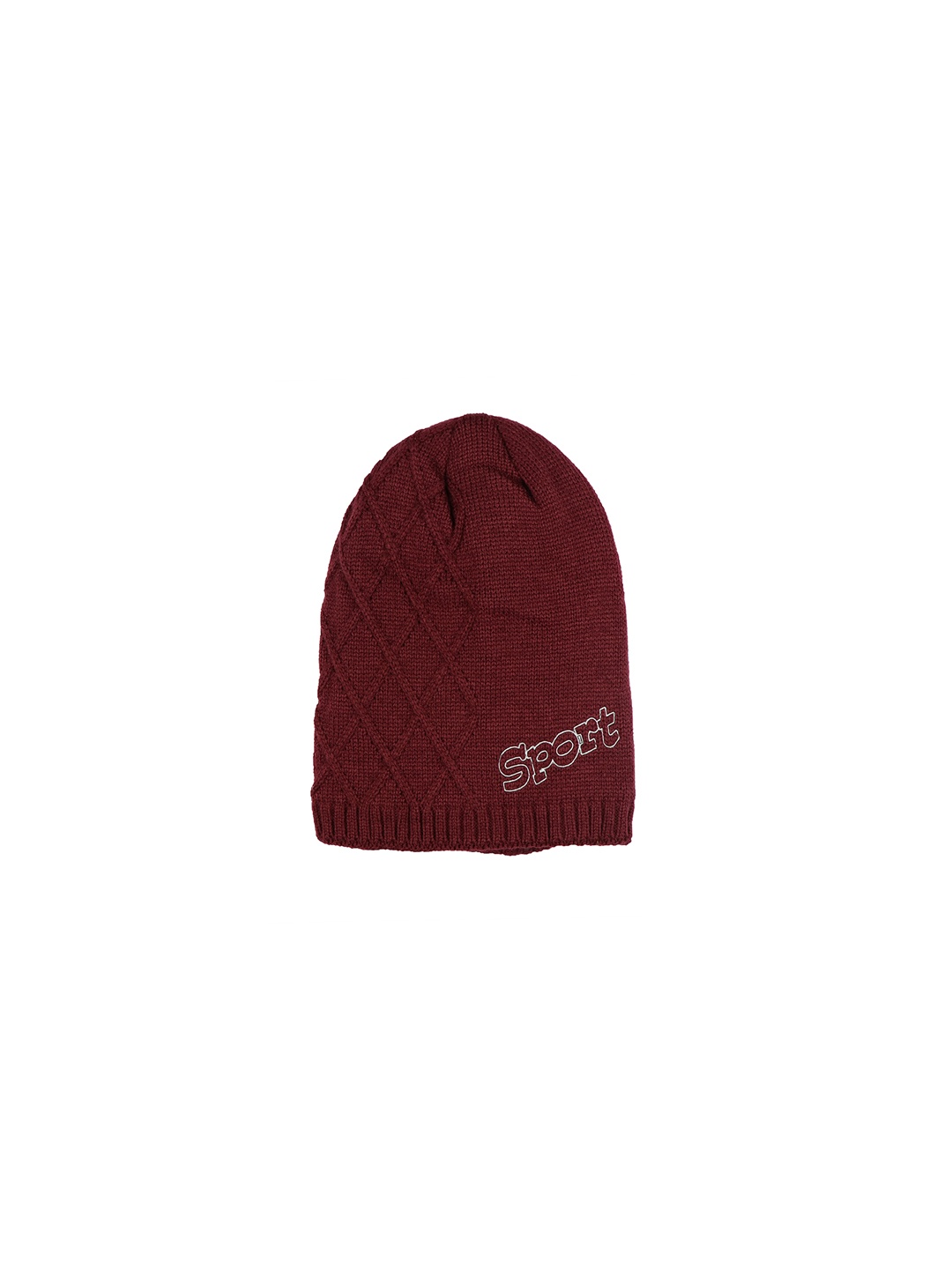 

iSWEVEN Unisex Maroon Solid Beanie