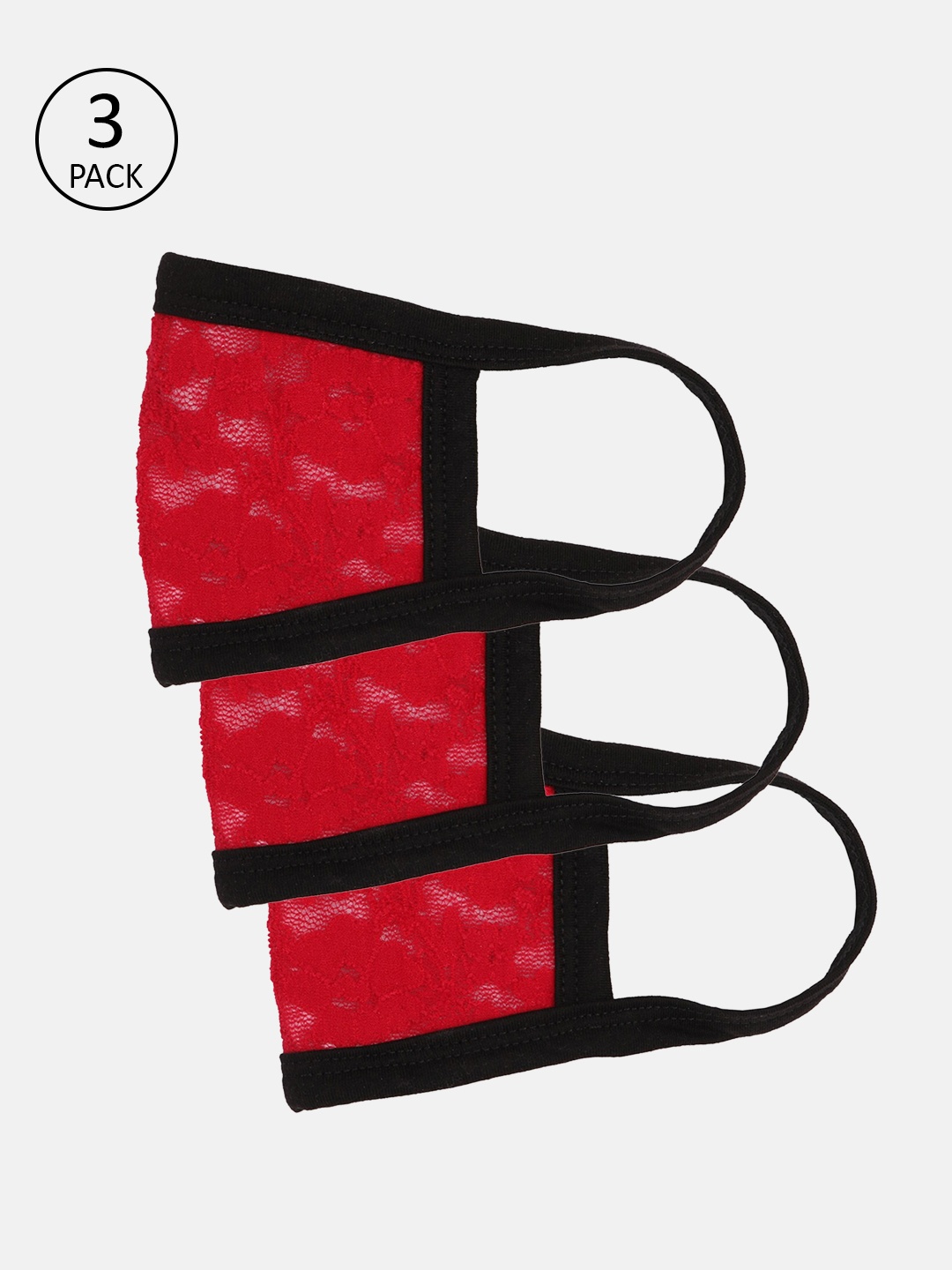 

Skidlers Women Pack Of 3 Red & Black Ultrasoft Reusable Face Masks