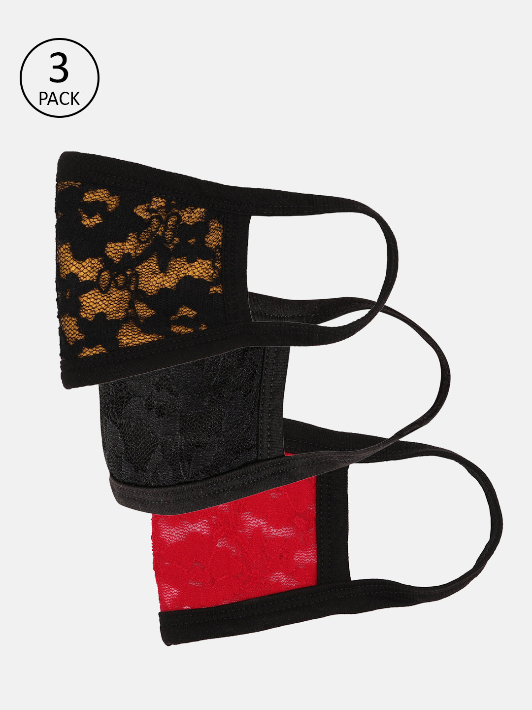 

Skidlers Women Pack Of 3 Black 2-Ply Ultrasoft Reusable Face Masks