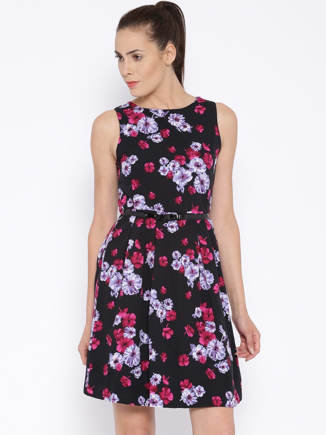 

Tokyo Talkies Black Floral Print Fit & Flare Dress