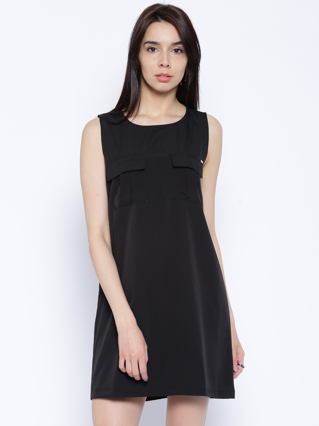 

Tokyo Talkies Black Polyester Shift Dress