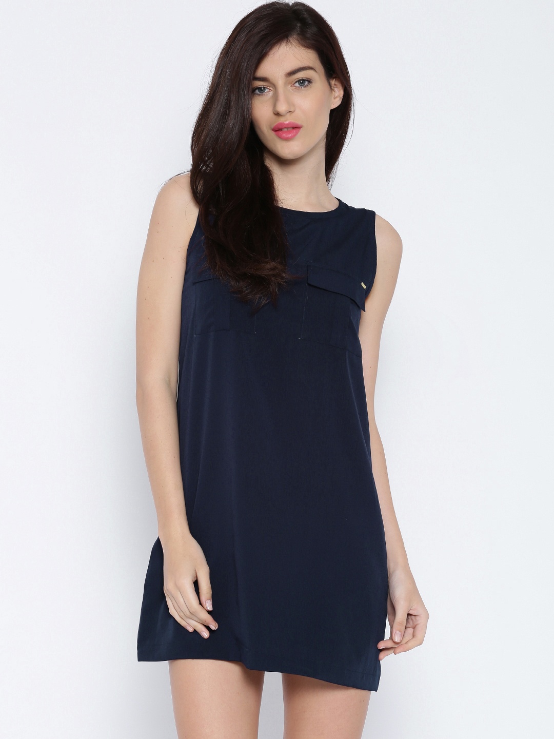 

Tokyo Talkies Navy Polyester Shift Dress, Navy blue