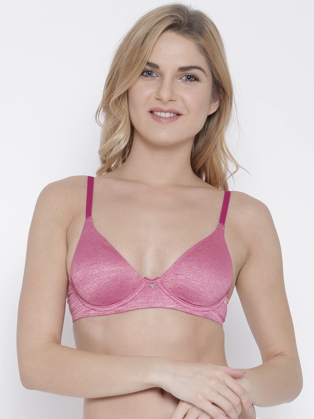 

Amante Non Padded Wired Simply Chic Lace T-Shirt Bra BRA26003, Pink