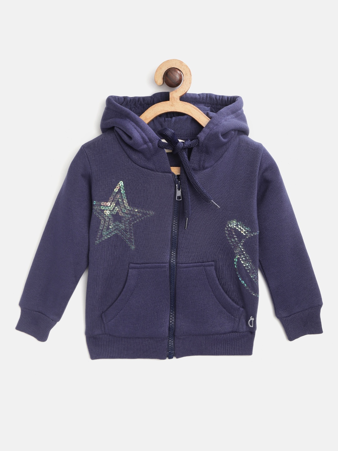 

Gini and Jony Girls Navy Blue Solid Hooded Sweatshirt With Sequin Detail