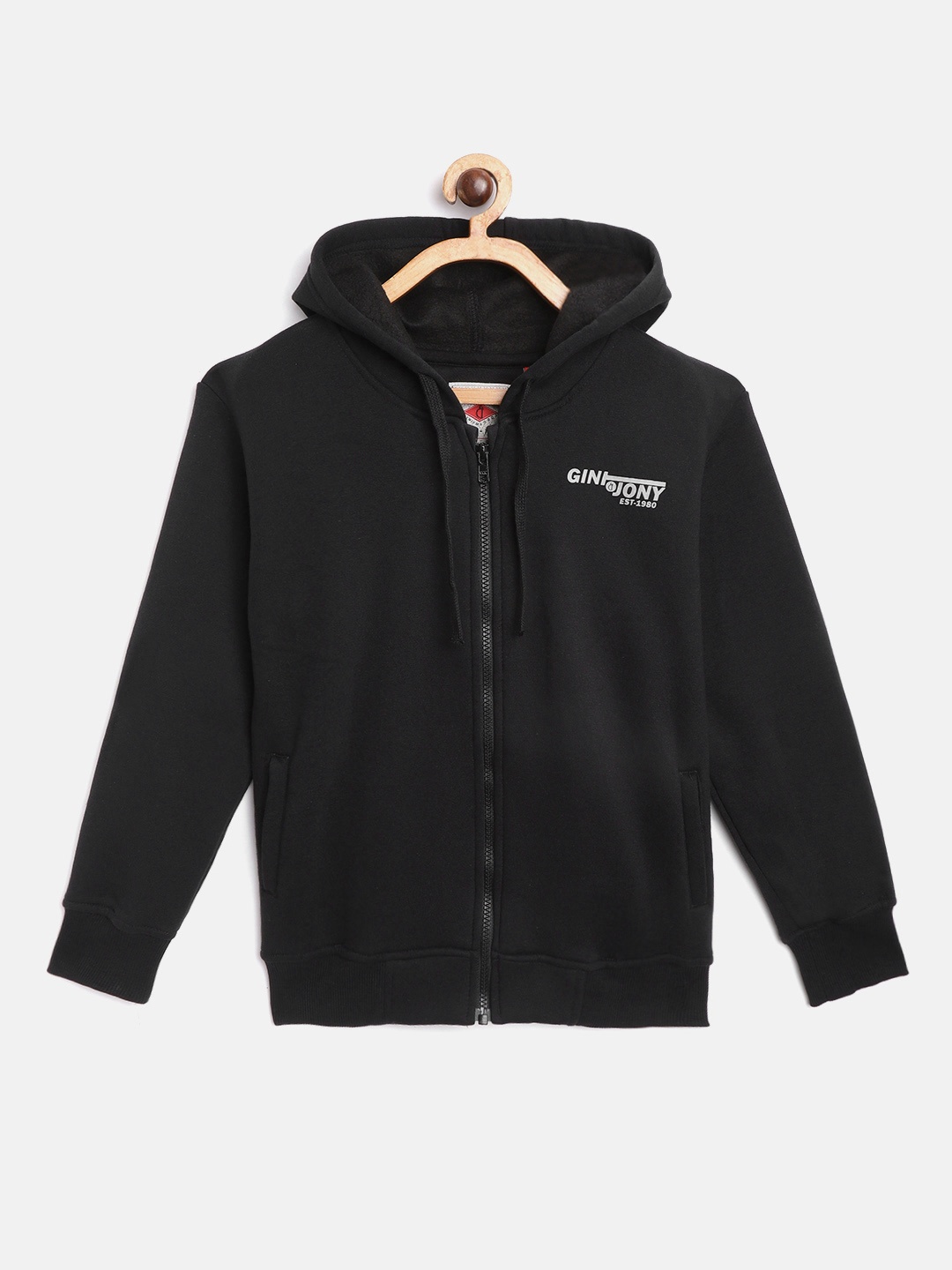 

Gini and Jony Boys Black & Red Printed Back Hooded Fleece Lined Sweatshirt