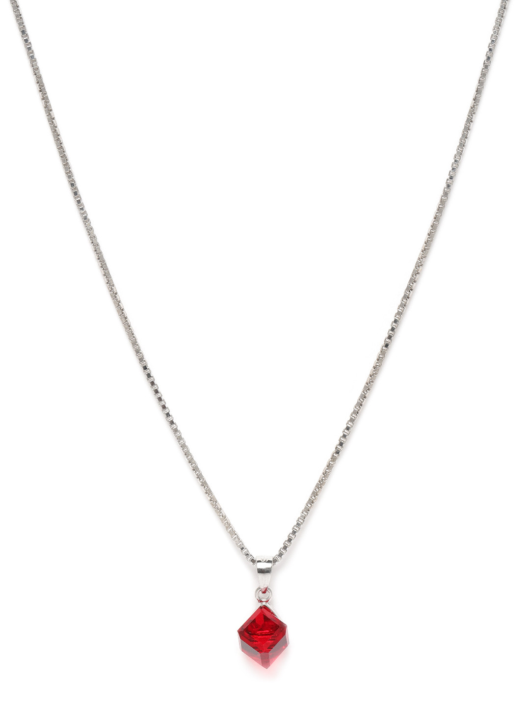

GIVA 925 Sterling Silver Rhodium Plated Crimson Crystal Pendant with Box Chain