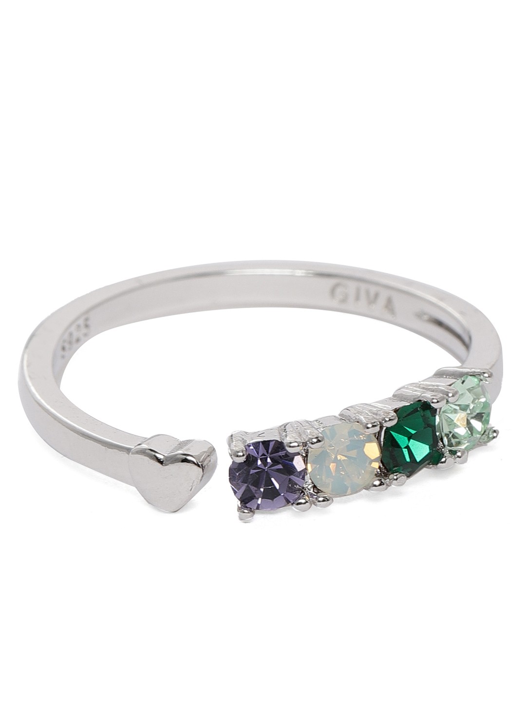 

GIVA 925 Sterling Silver Rhodium Plated Gemstone Heart Adjustable Ring