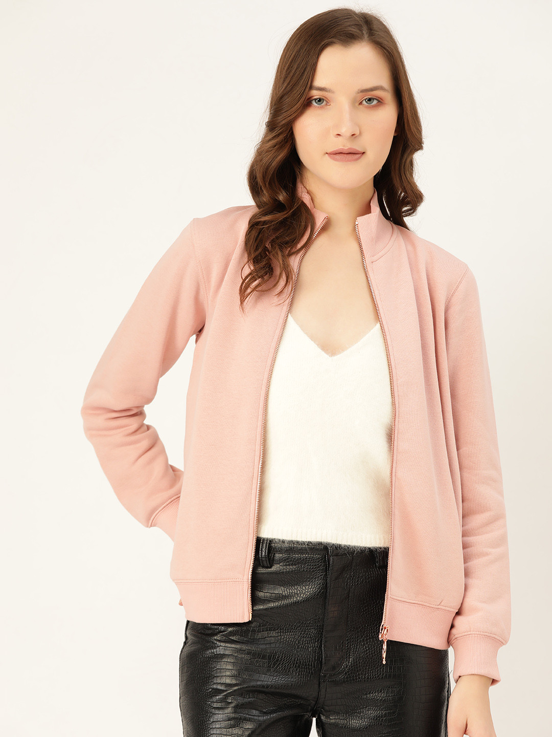 

Madame Women Pink Solid Sweatshirt