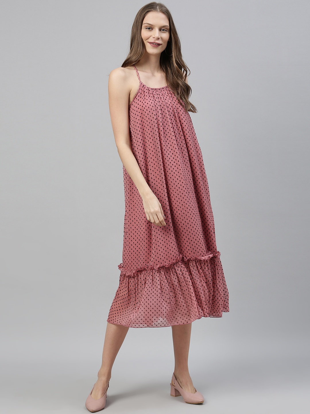 

Vero Moda Women Pink Printed A-Line Dress