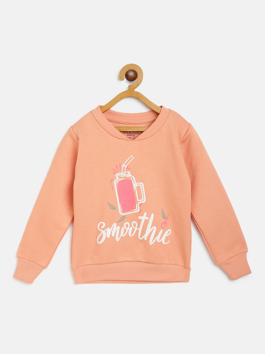 

Gini and Jony Girls Peach-Coloured & White Conversational Printed Sweatshirt