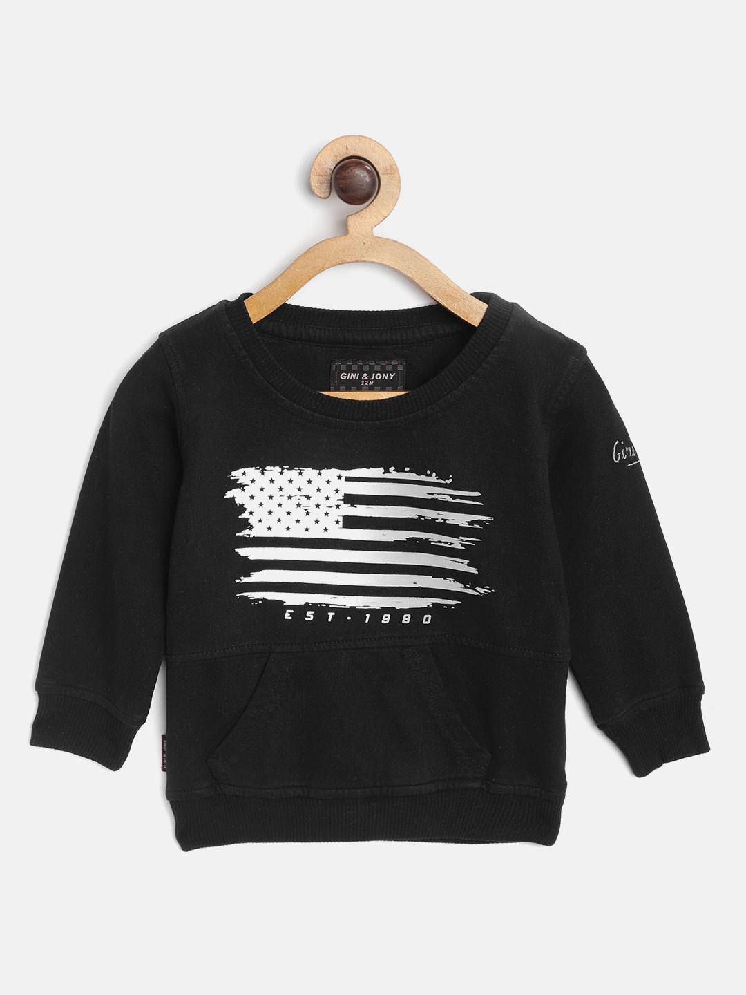

Gini and Jony Boys Black & White Printed Sweatshirt