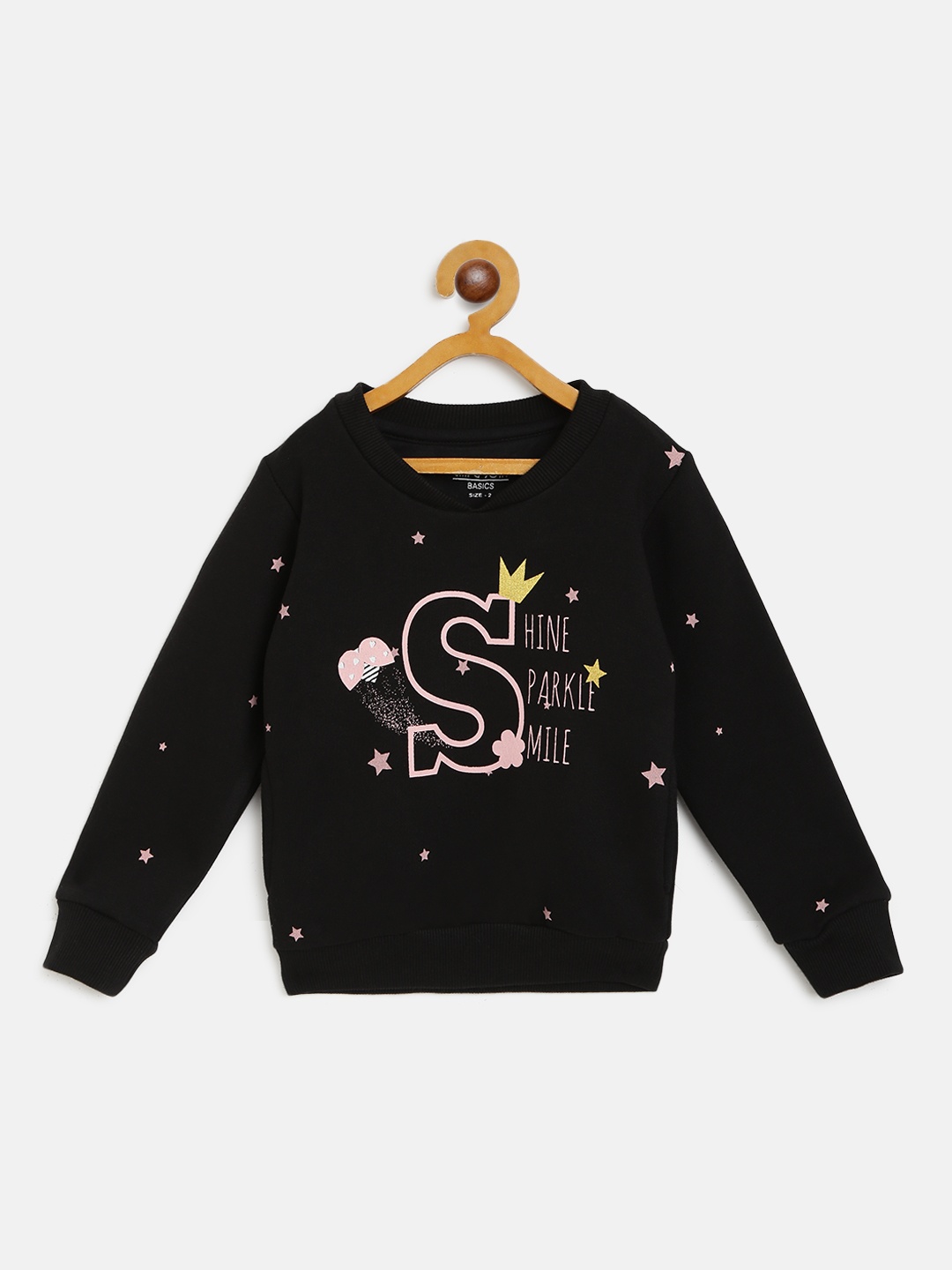 

Gini and Jony Girls Black & Pink Printed Sweatshirt