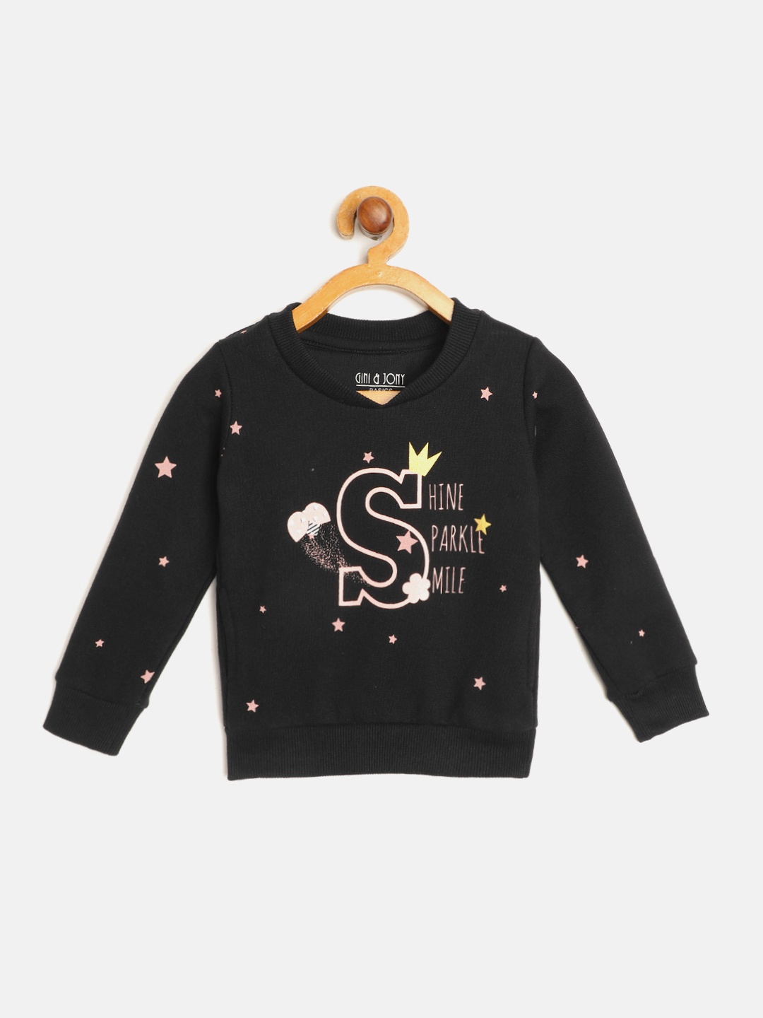 

Gini and Jony Infant Girls Black & Pink Star Print Fleece Lined Sweatshirt