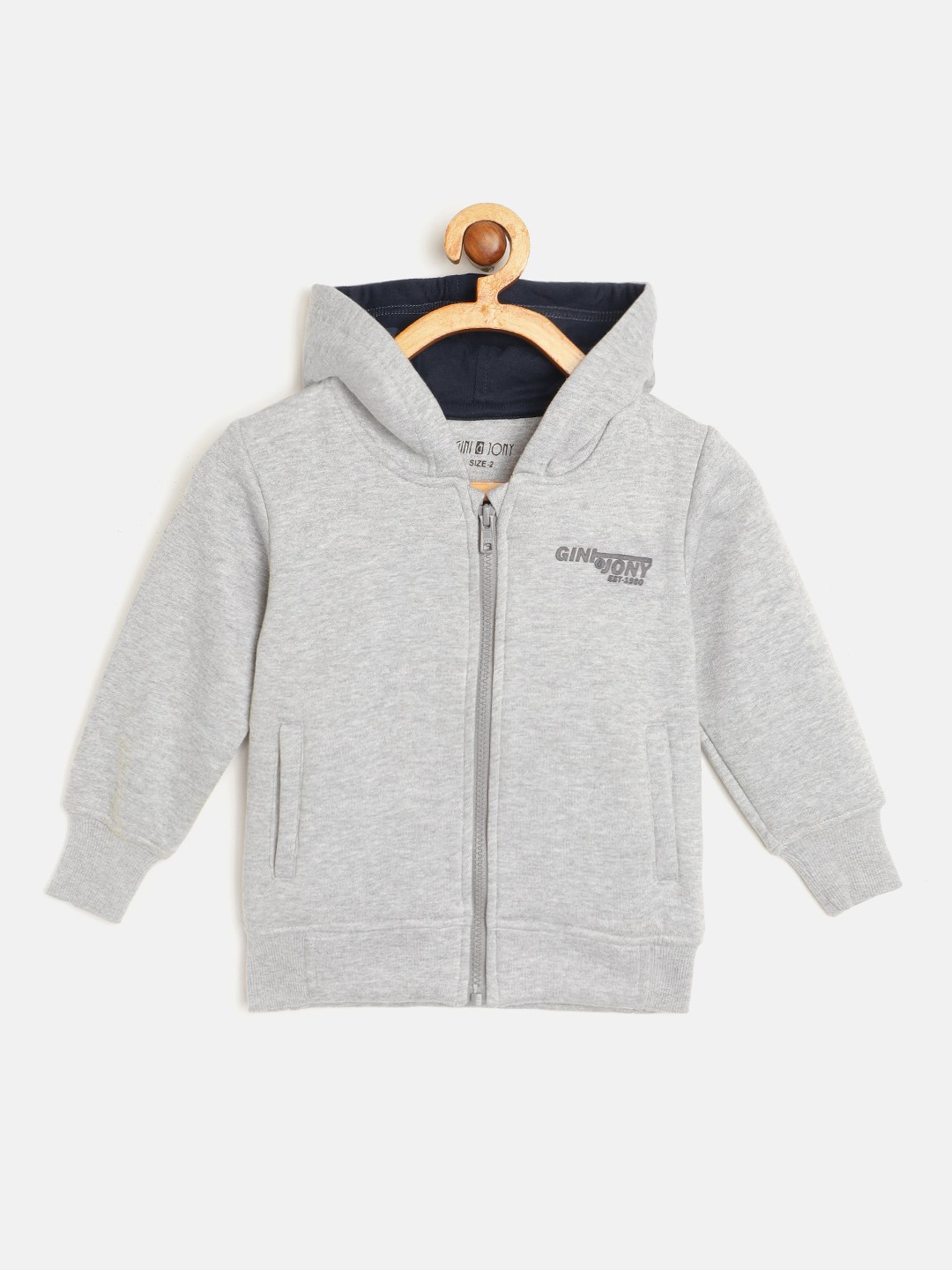 

Gini and Jony Boys Grey Printed Back Hooded Sweatshirt