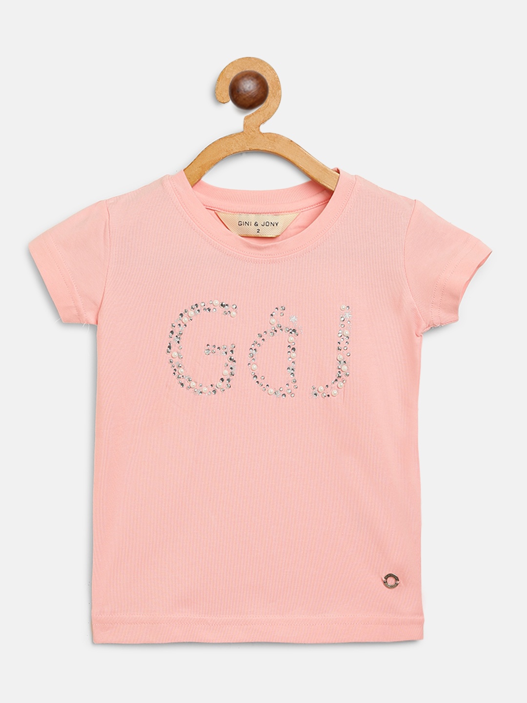 

Gini and Jony Pink Brand Logo Embellished Top