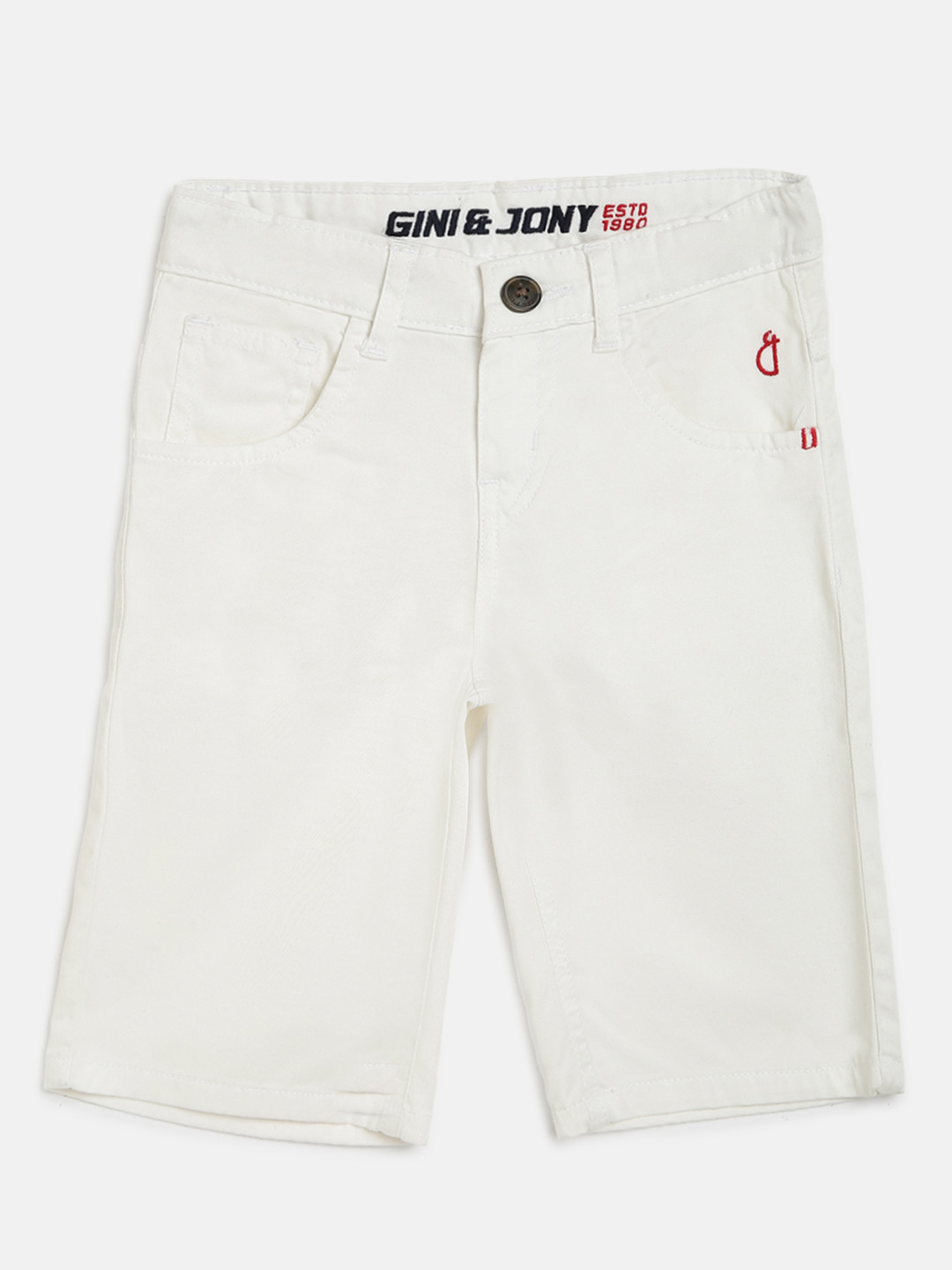 

Gini and Jony Boys Off-White Solid Classic Regular Fit Shorts