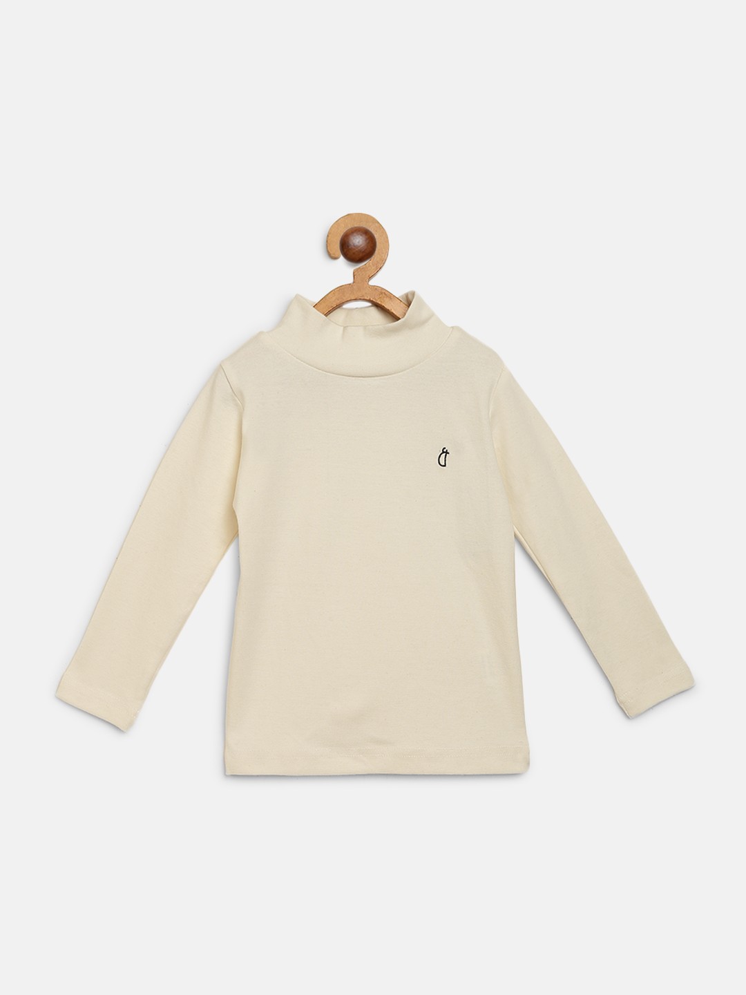 

Gini and Jony Girls Off-White Solid High Neck Top