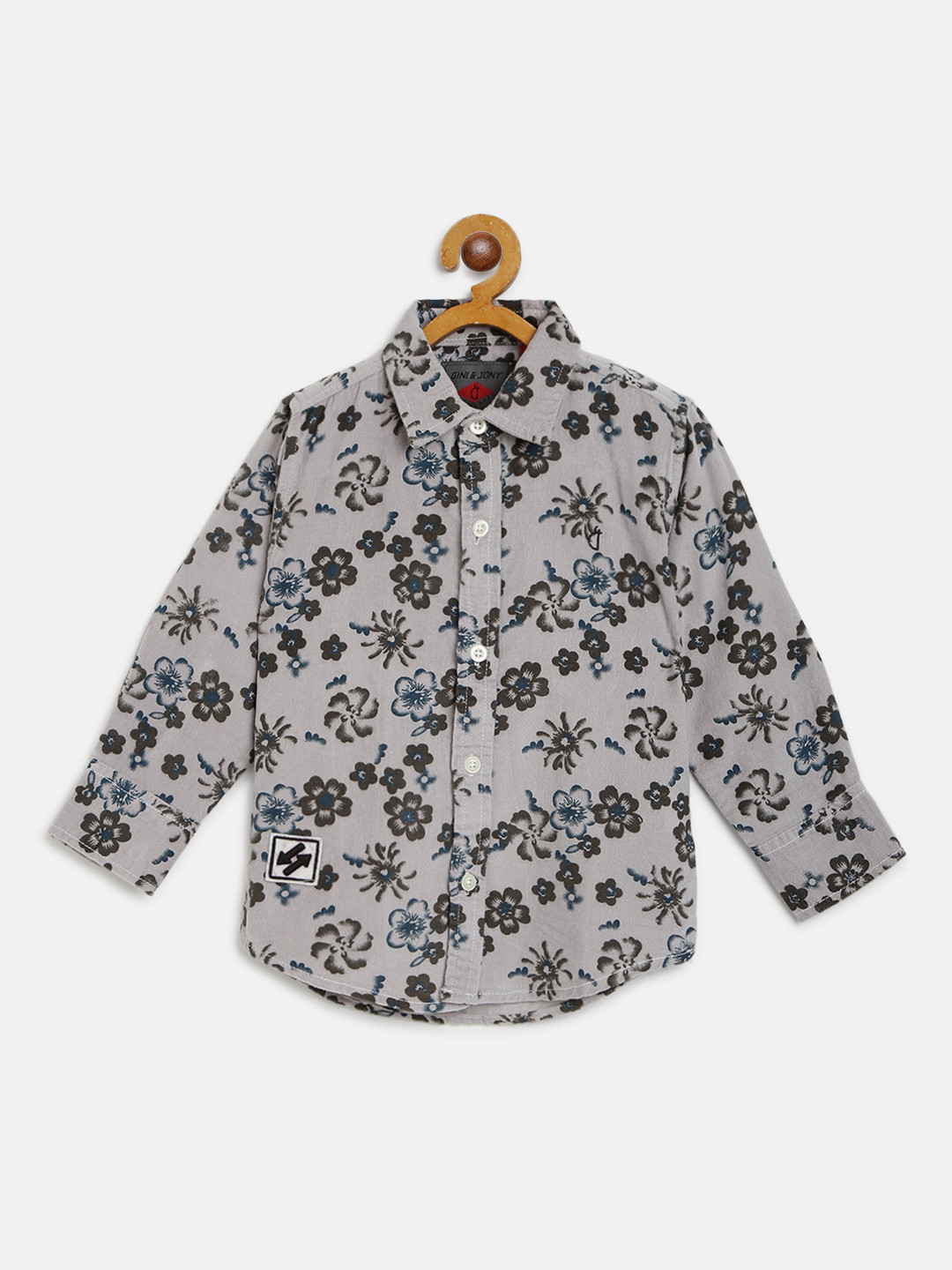 

Gini and Jony Boys Grey & Black Floral Print Regular Fit Casual Shirt