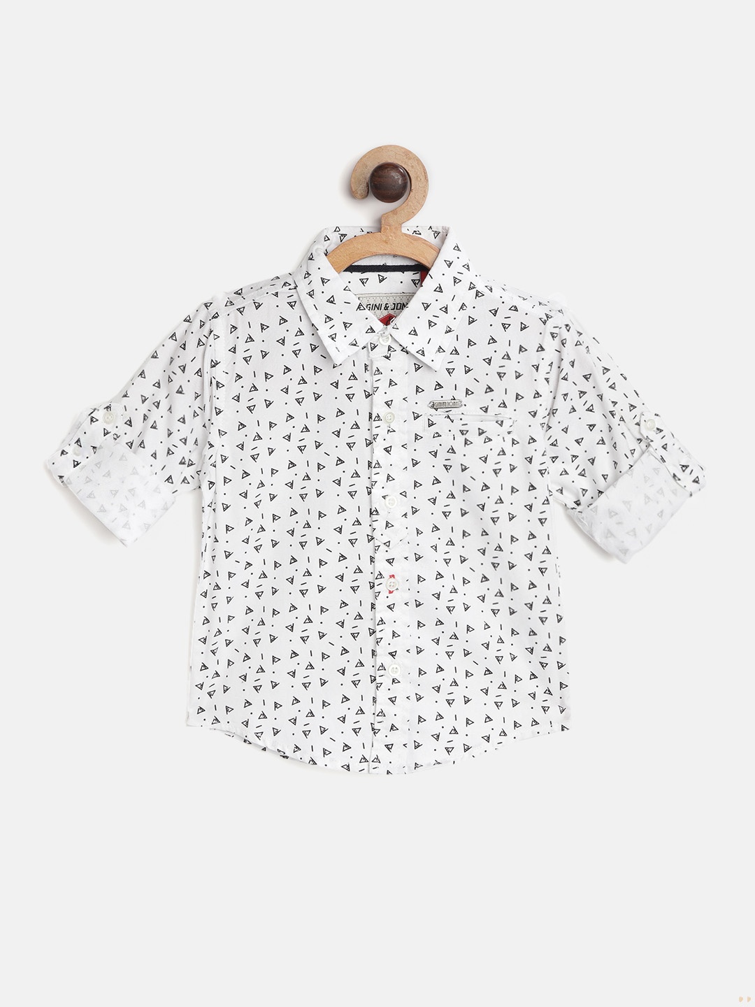 

Gini and Jony Boys White & Black Regular Fit Printed Casual Shirt