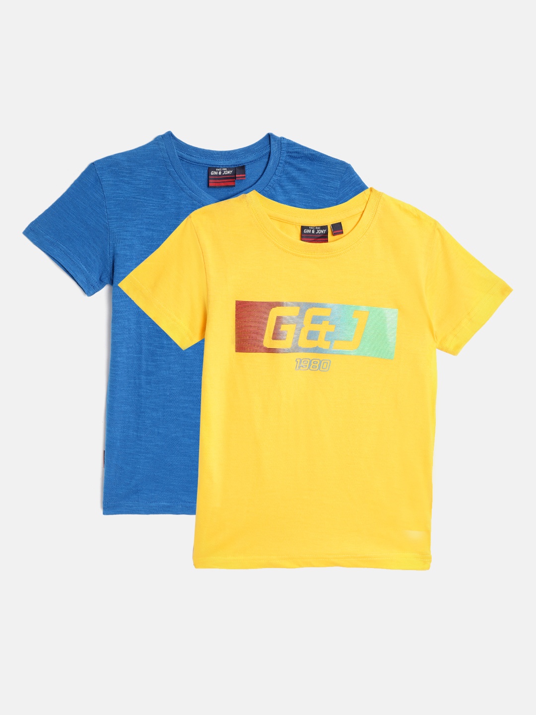 

Gini and Jony Infant Boys Pack of 2 Pure Cotton T-shirts, Yellow
