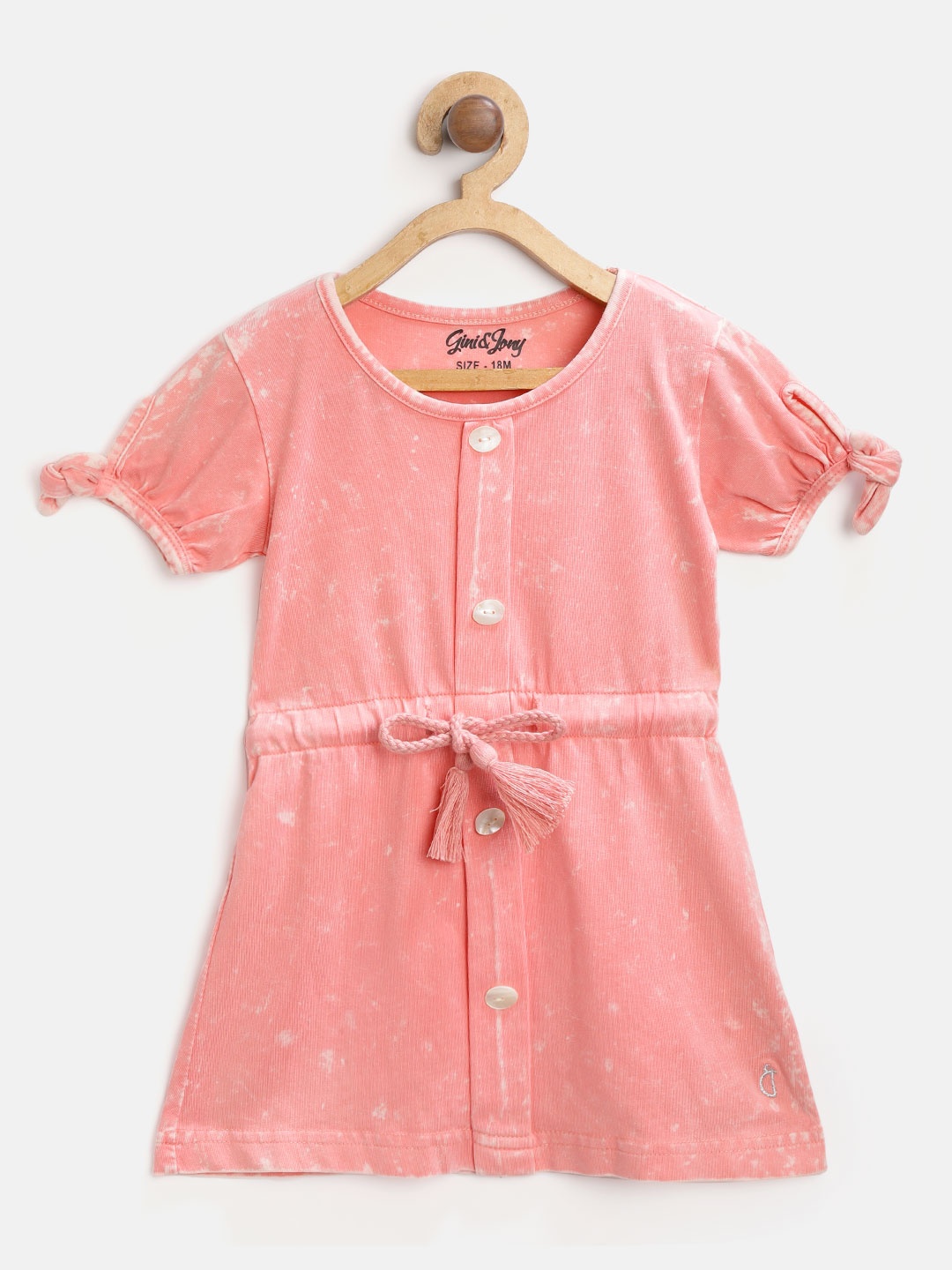 

Gini and Jony Girls Peach-Coloured Tie & Dye A-Line Dress
