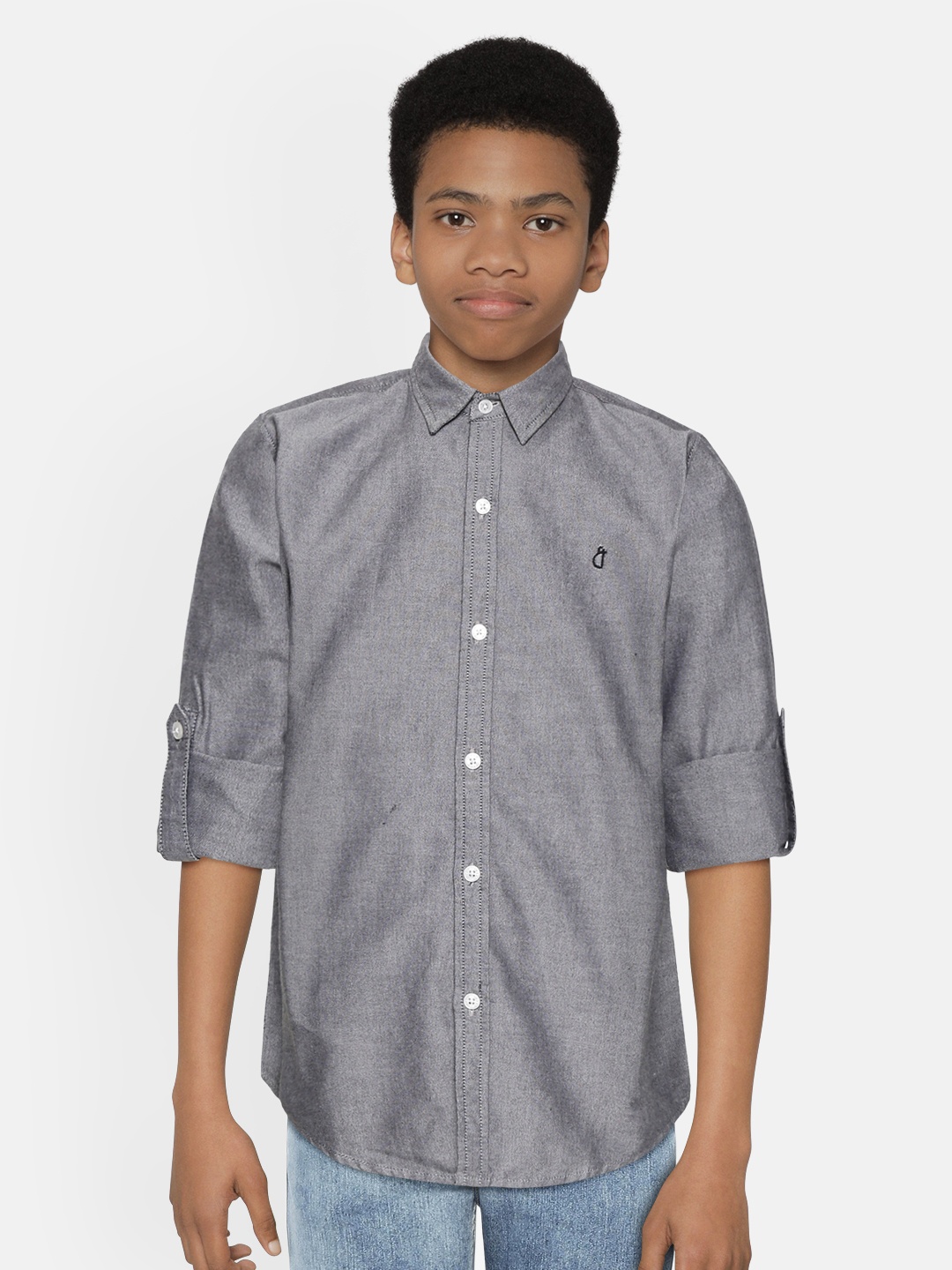 

Gini and Jony Boys Grey Pure Cotton Regular Fit Solid Casual Shirt