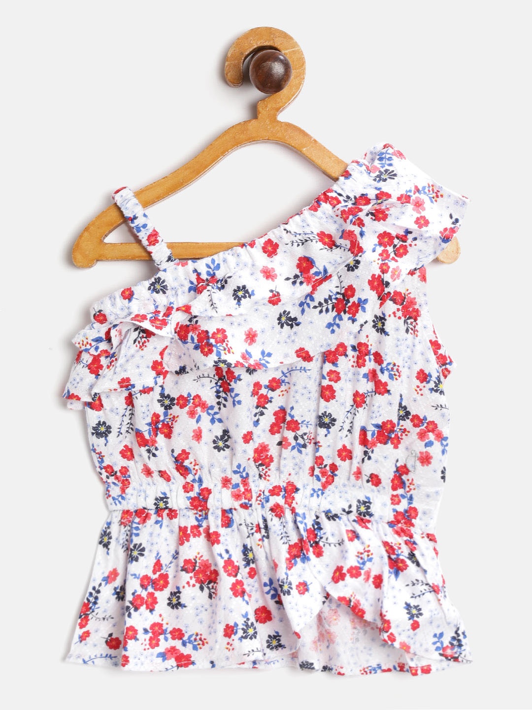 

Gini and Jony Girls White & Red Floral Print One Shoulder Top