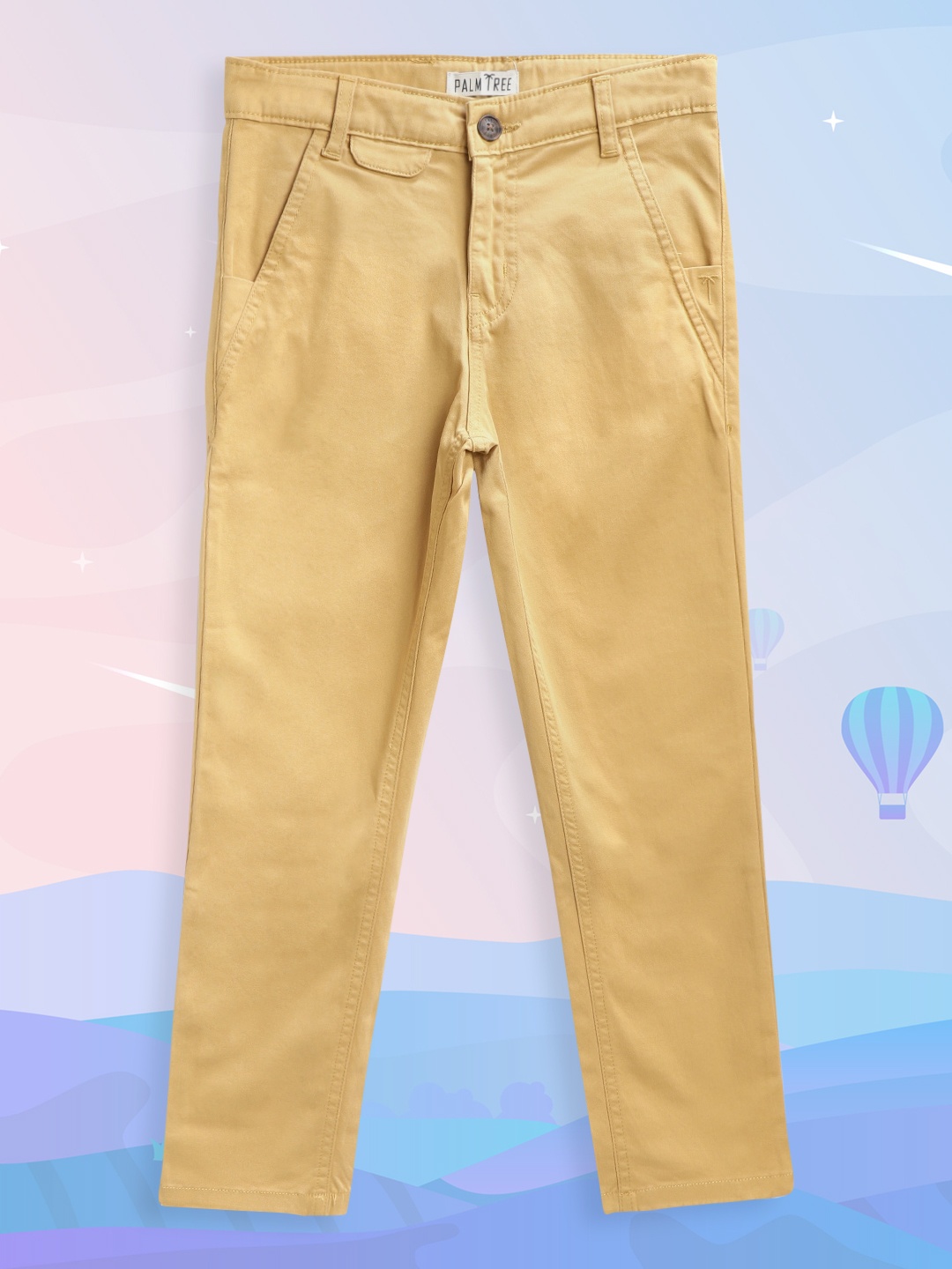

Palm Tree Boys Khaki Regular Fit Solid Trousers