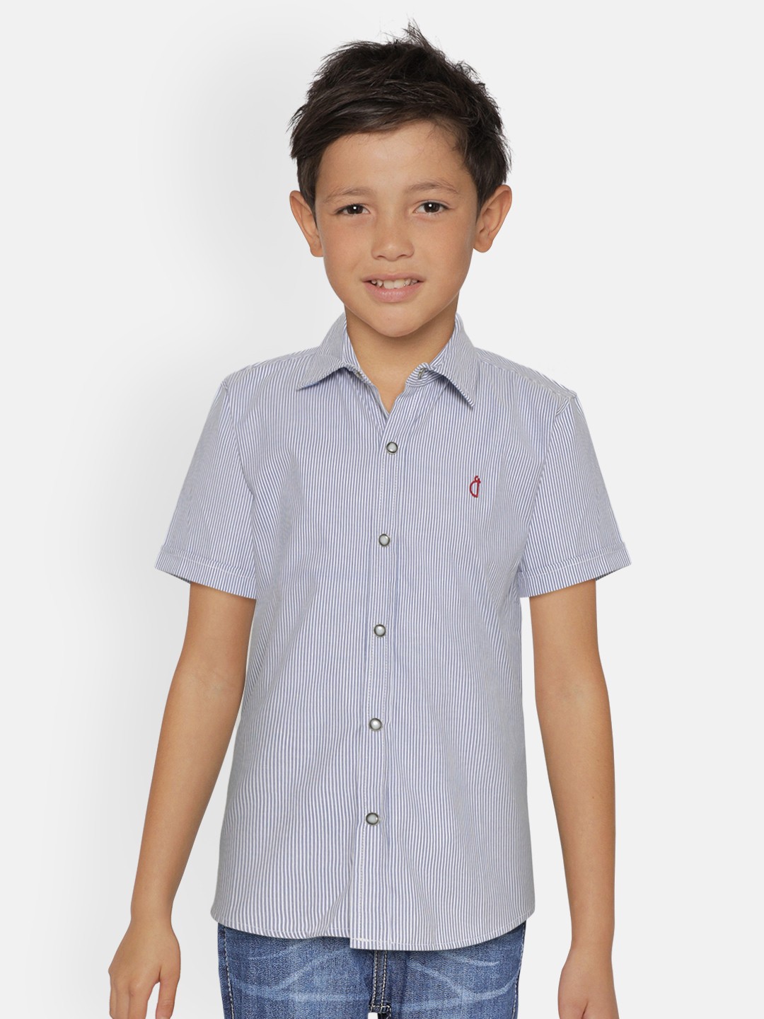 

Gini and Jony Boys Blue & White Regular Fit Striped Casual Shirt