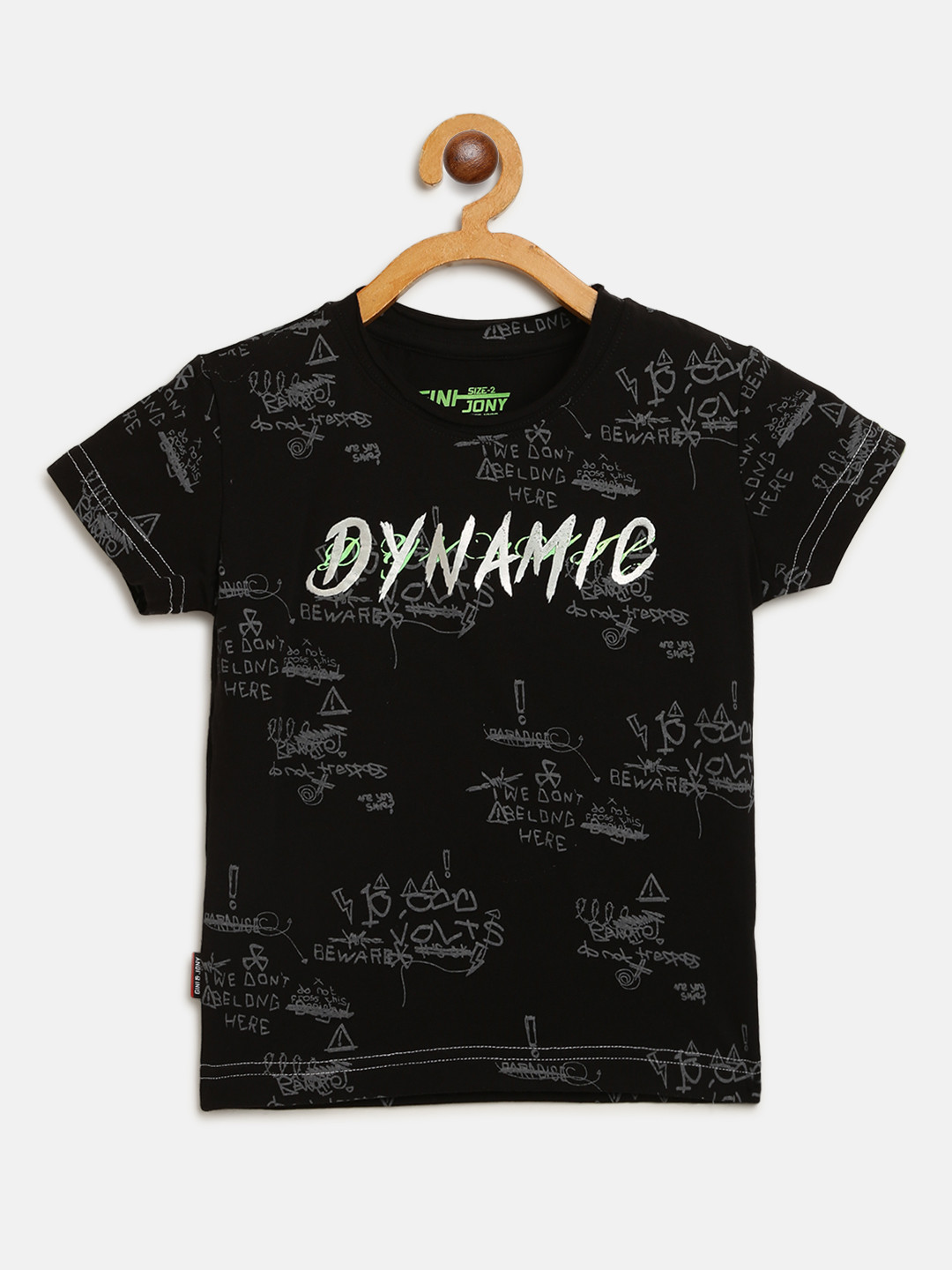 

Gini and Jony Boys Black & White Typography Print Round Neck T-shirt