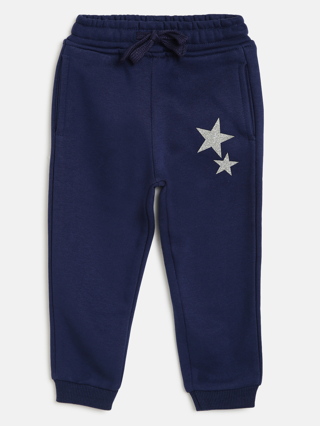 

Gini & Jony Girls Navy Blue Solid Lounge Joggers with Star Print Detail