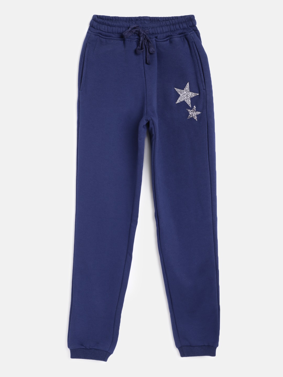 

Gini and Jony Girls Navy Blue Solid Pure Cotton Joggers