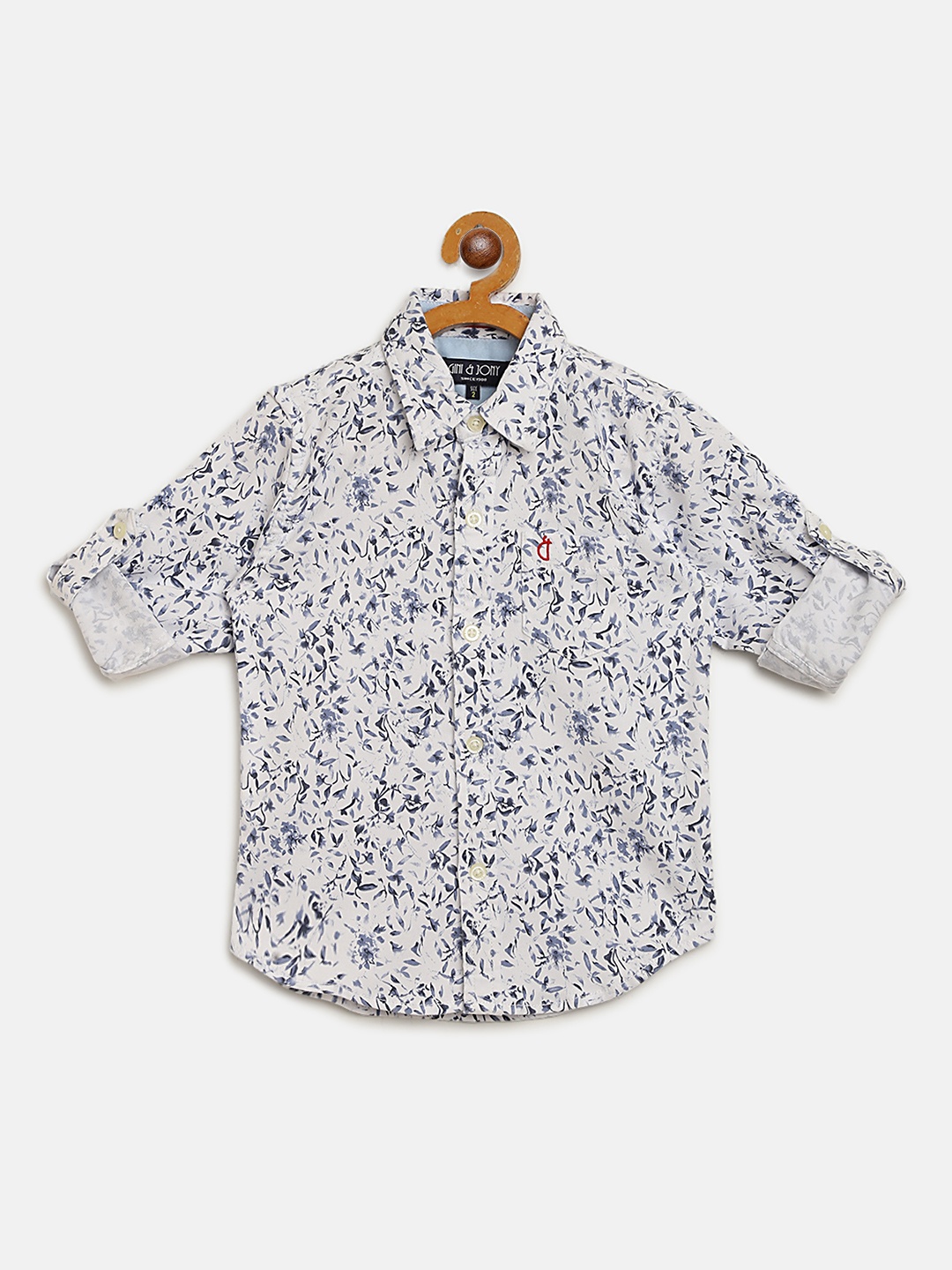 

Gini and Jony Boys White & Blue Regular Fit Floral Print Casual Shirt