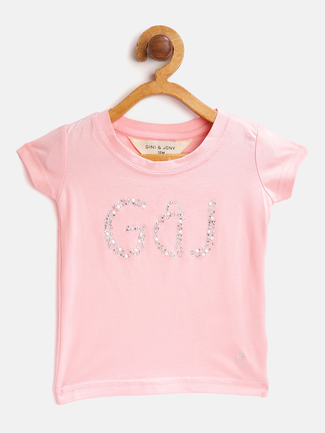 

Gini and Jony Girls Peach-Coloured Embellished Top