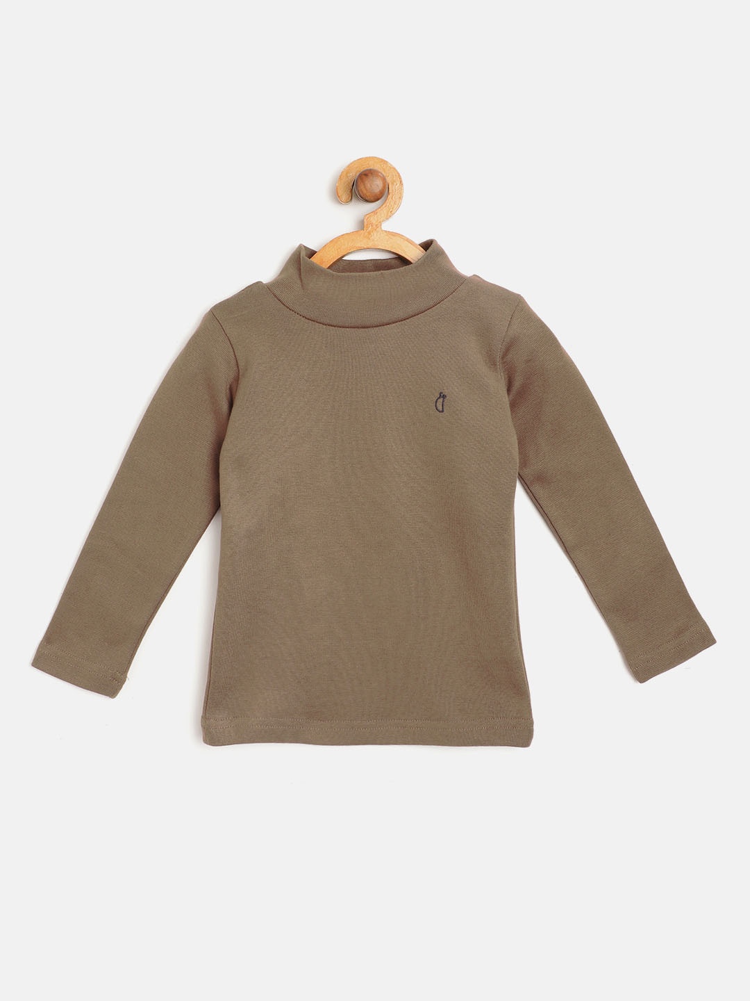 

Gini and Jony Girls Brown Solid Pure Cotton High Neck Pure Cotton T-shirt