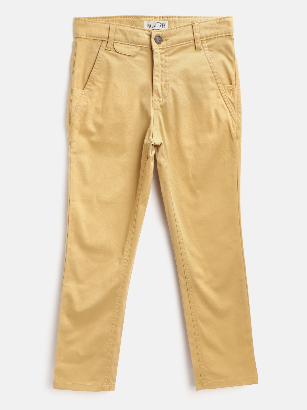 

Palm Tree Boys Khaki Regular Fit Solid Trousers