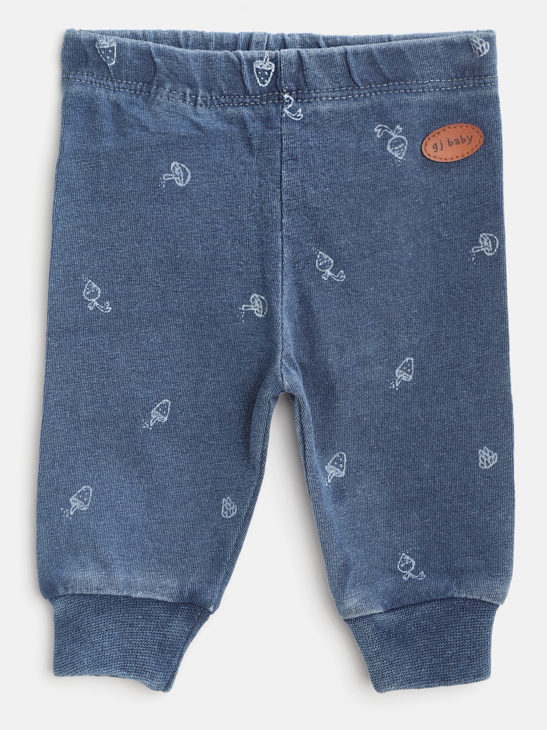 

Gini and Jony Girls Blue & White Printed Straight Fit Joggers