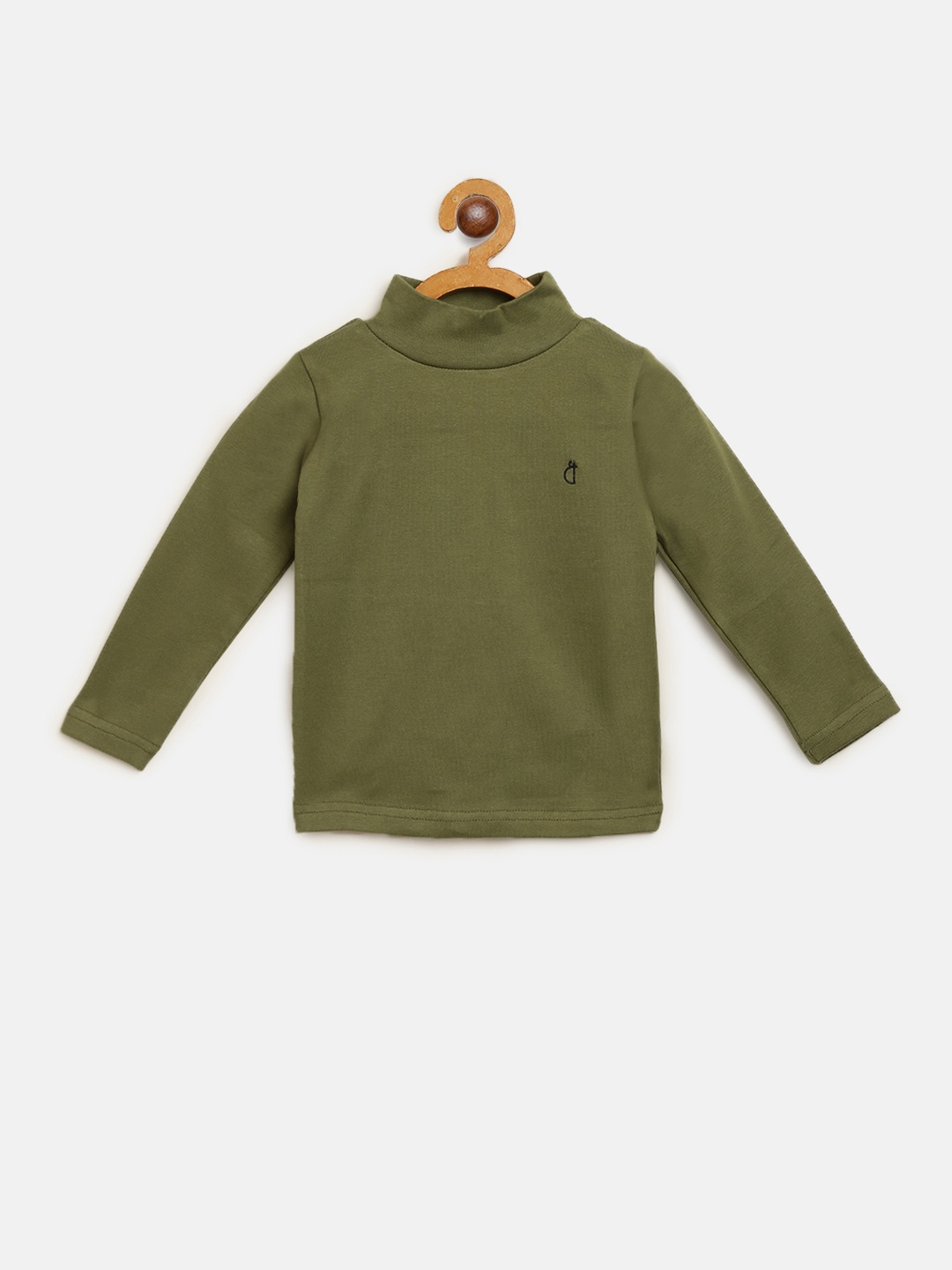 

Gini and Jony Girls Olive Green Solid Pure Cotton Top