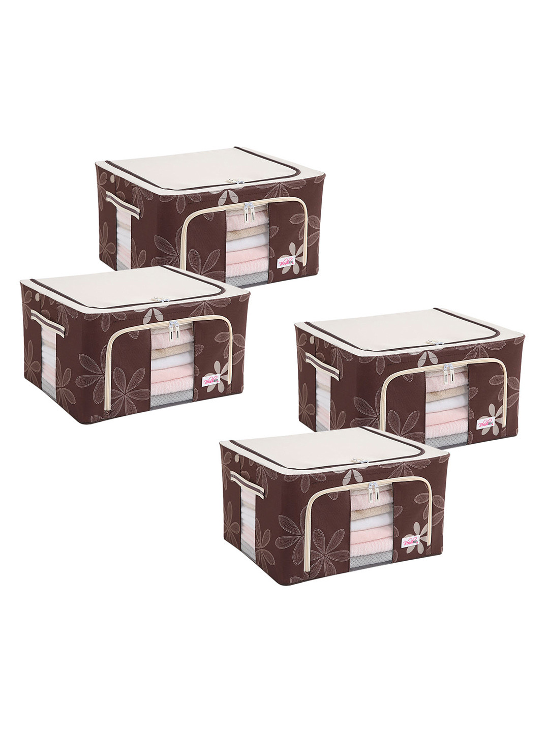 

BlushBees Set Of 4 Brown & White Printed Multi-Utility Storage Boxes