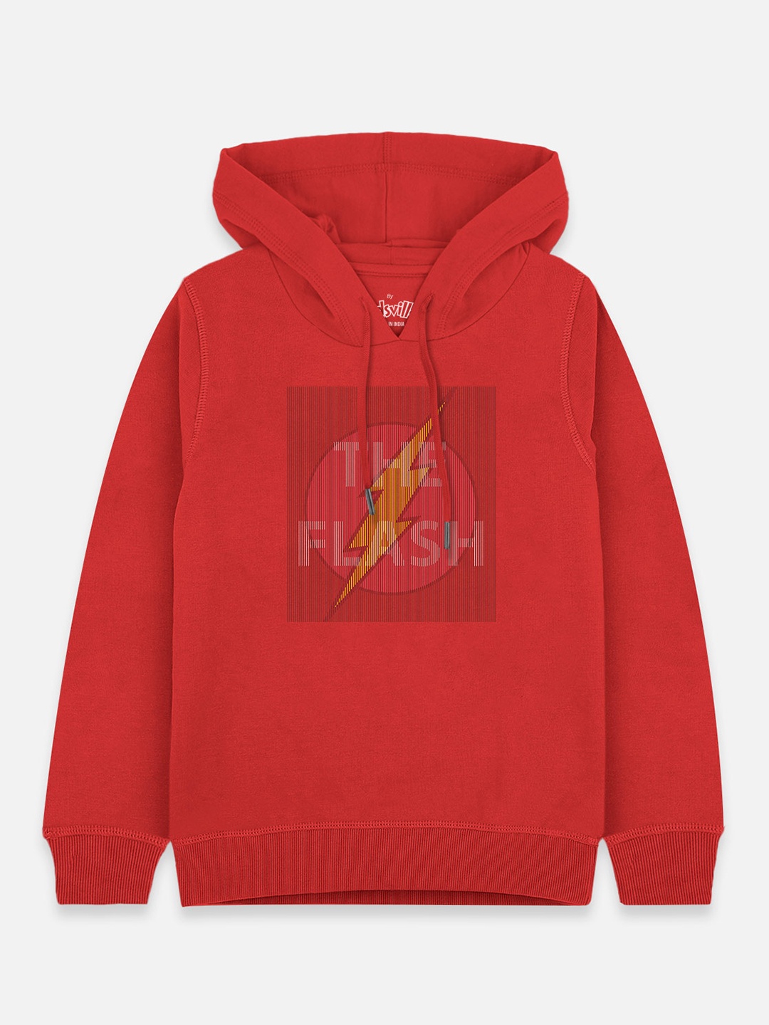 

Kids Ville Boys Red Flash Printed Hooded Sweatshirt