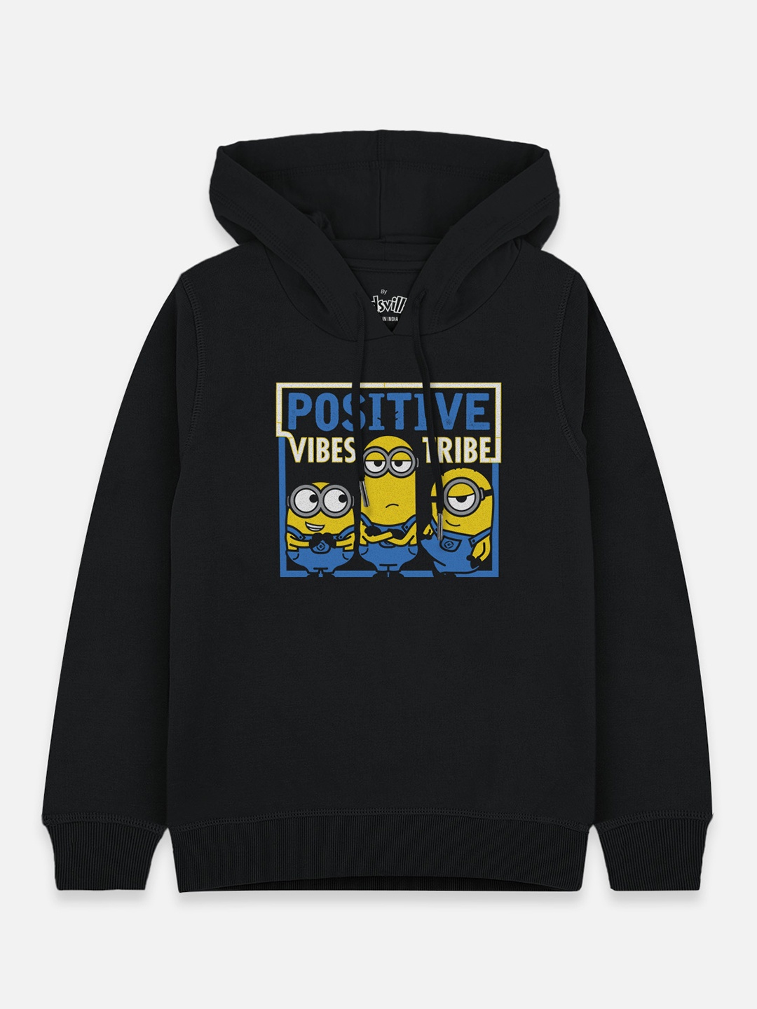 

Kids Ville Boys Black & Yellow Minions Print Hooded Sweatshirt