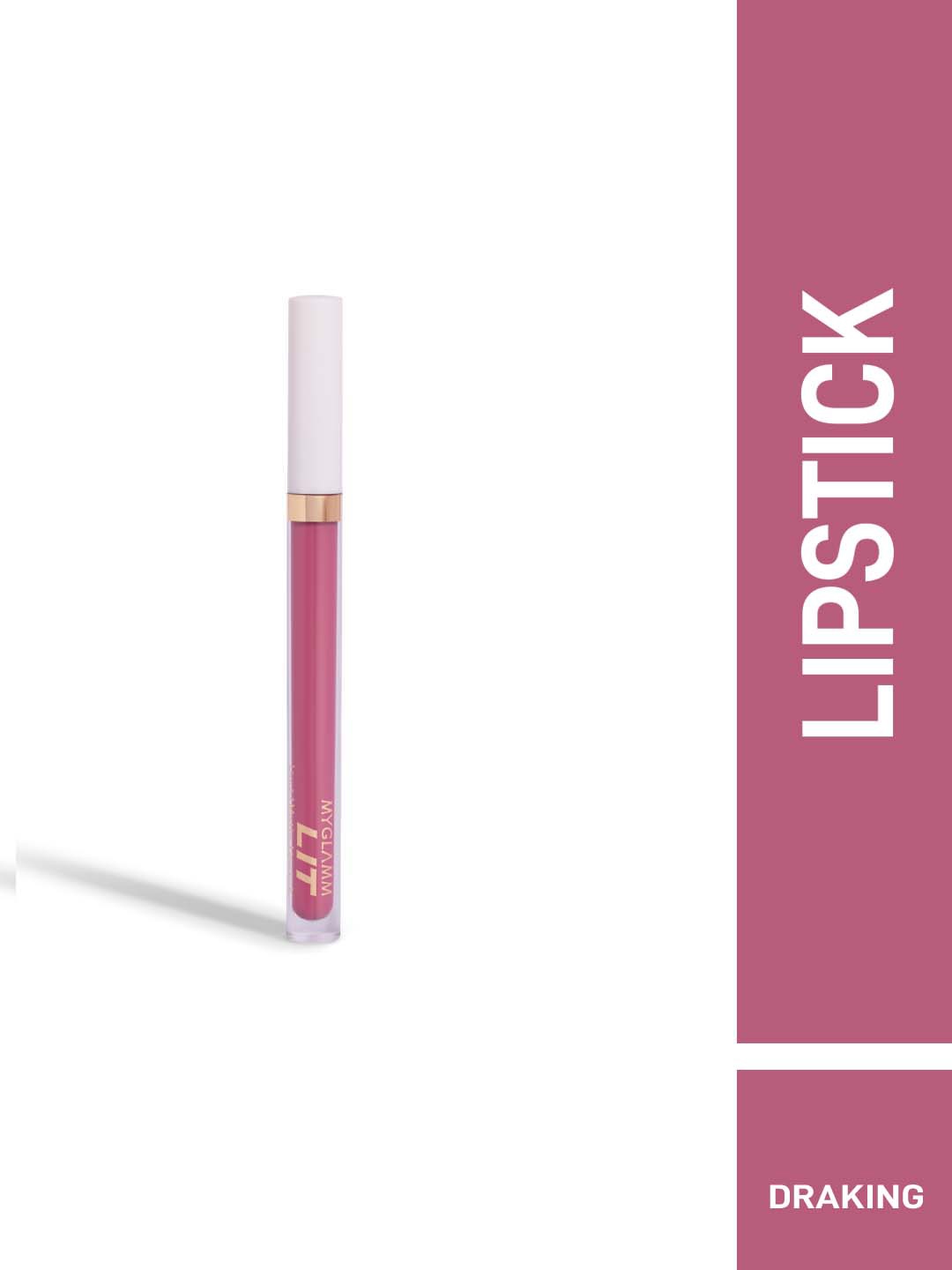 

MyGlamm LIT Liquid Matte Lipstick-Draking-3ml, Pink